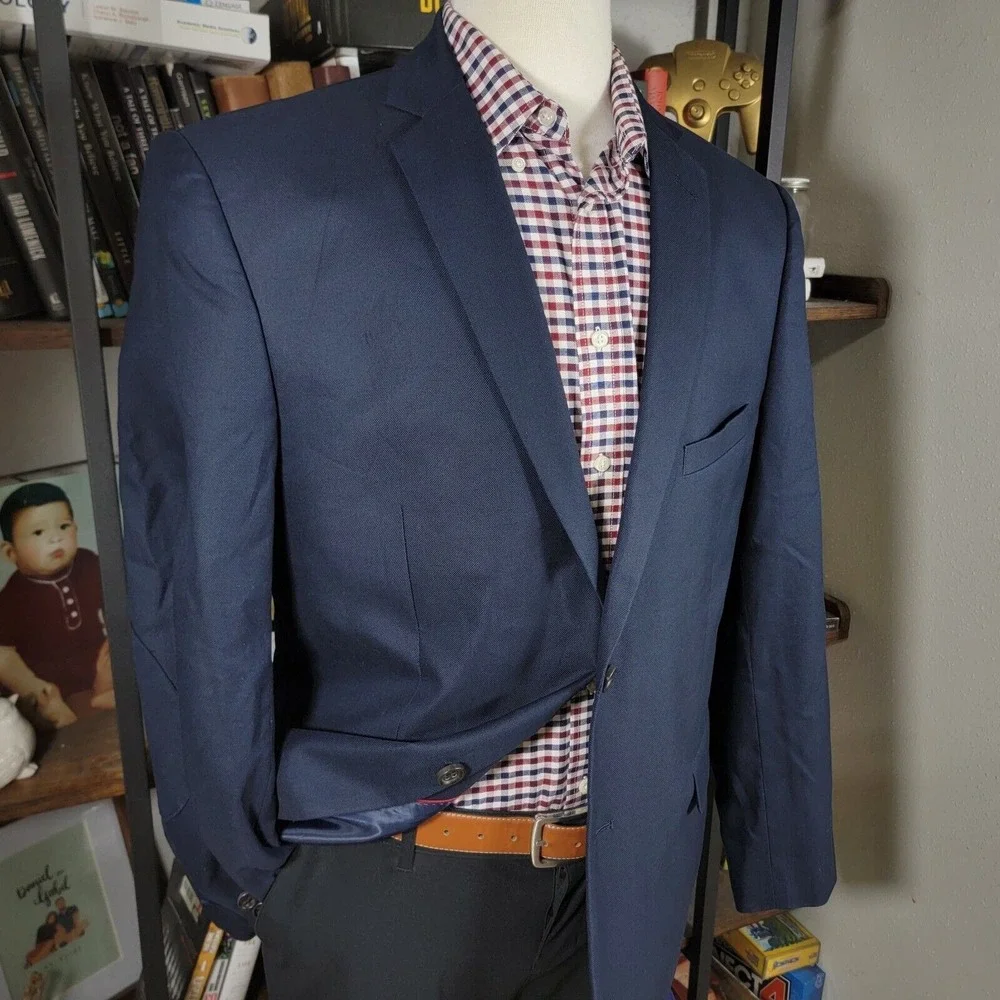 US POLO ASSN Men's Sport Coat Blazer‎ Two Button Navy Blue 100% Cotton Size 44R